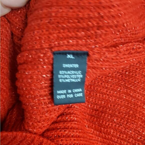 AB Studio XL Red Sparkle Cowl neck Sweater NWT - Picture 6 of 6